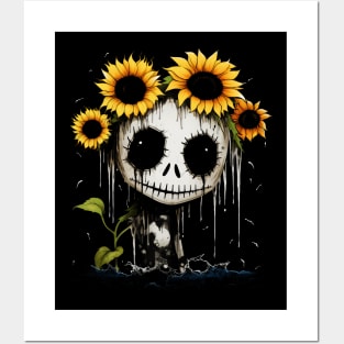 Goth Halloween Sunflower Queen Posters and Art